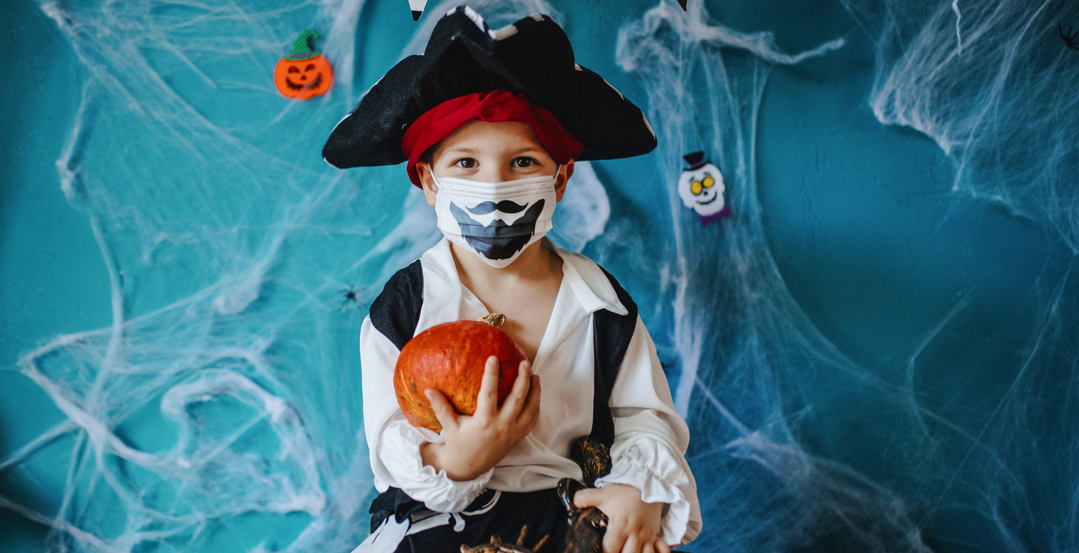 Boy in Pirate Costume Wearing a Mask